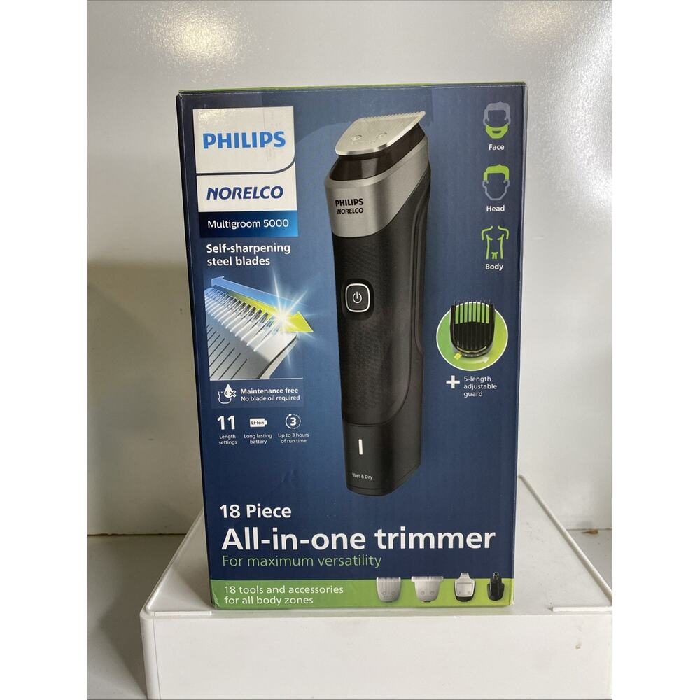 NIB Trimmer All-in-One 18 Pieces Philips Norelco Multigroom 5000 Free Ship